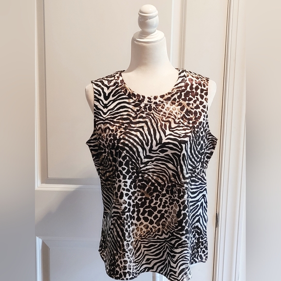 🌺Anne Klein Animal Print Sleeveless Blouse - Picture 1 of 7